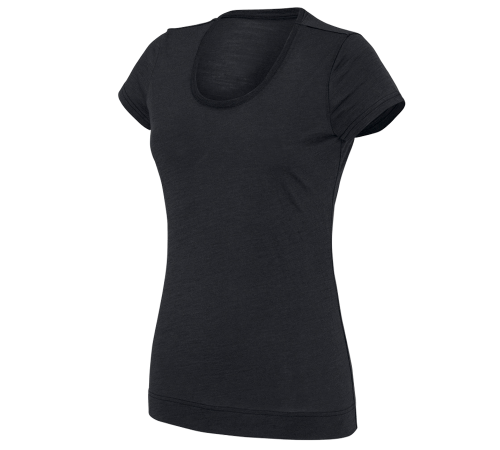 Hauts: e.s. T-shirt Merino light, femmes + noir