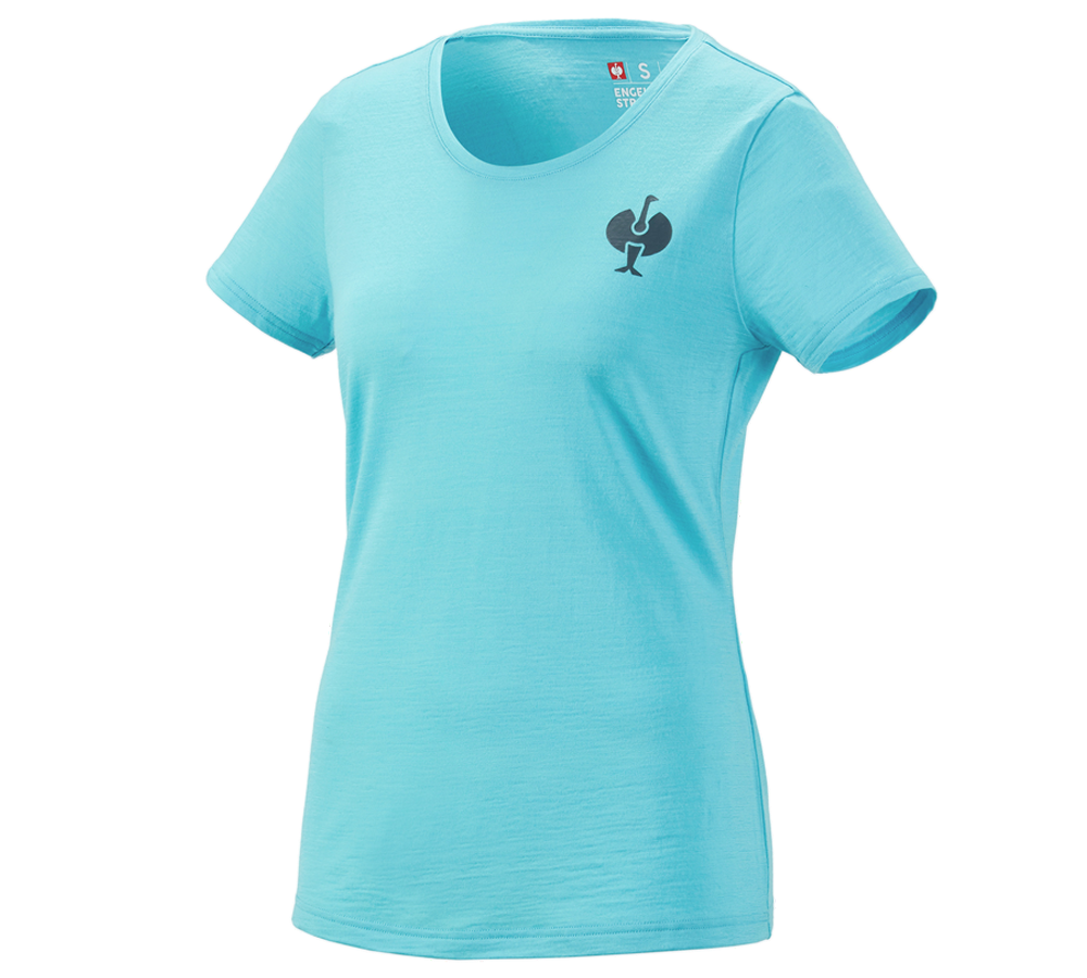 Vêtements: T-Shirt Merino e.s.trail, femmes + lapis turquoise/anthracite