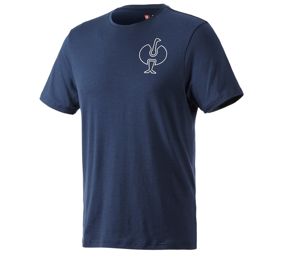 Hauts: T-Shirt Merino e.s.trail + bleu profond/blanc