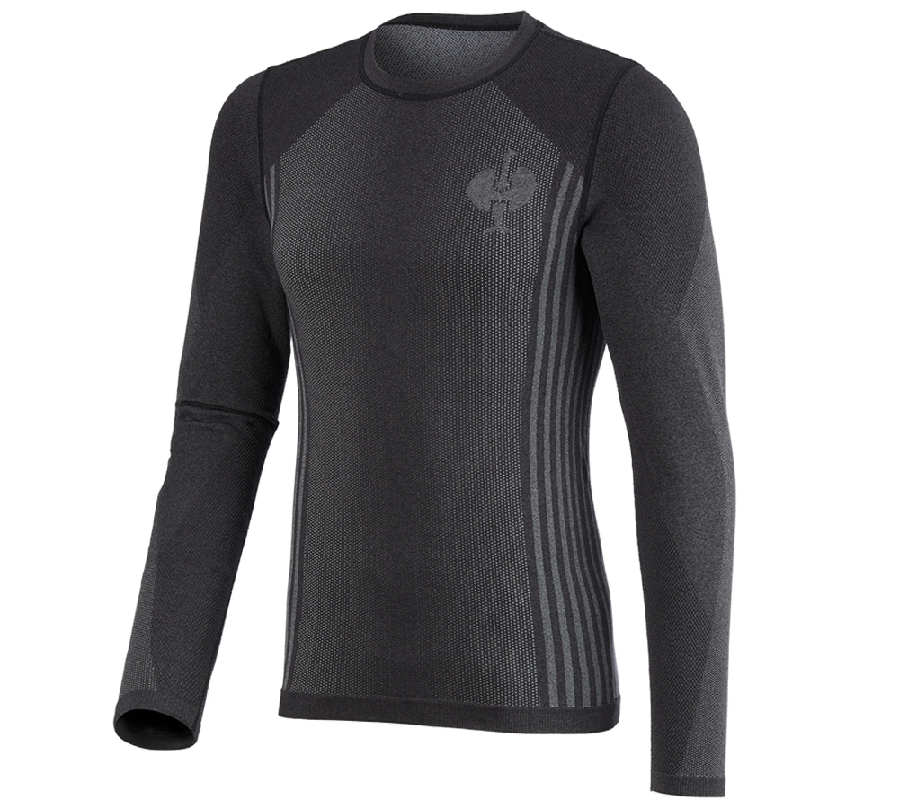 Sous-vêtements | Vêtements thermiques: Fonction-Longsleeve e.s.trail seamless-warm + noir/gris basalte