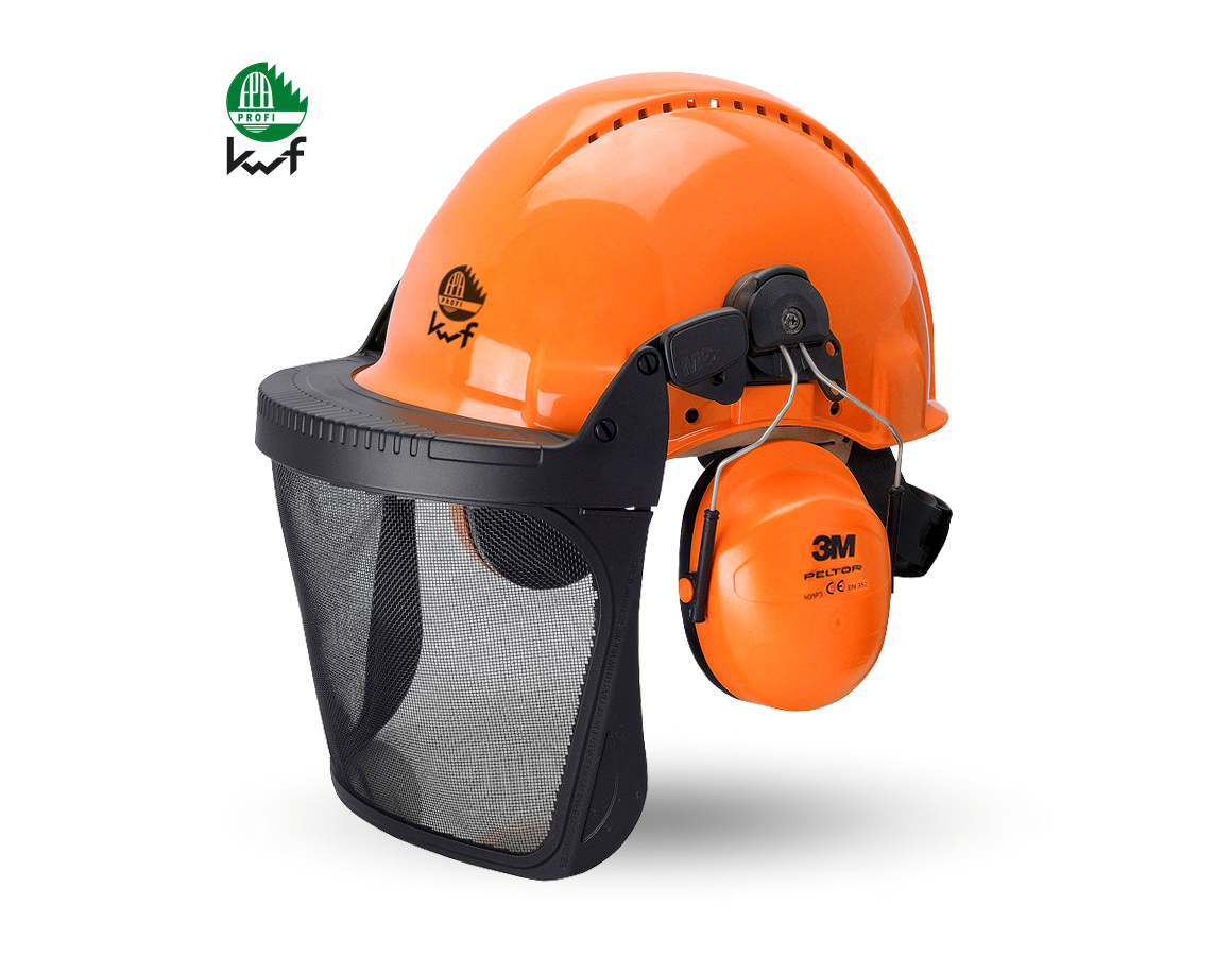 Casques de Sécurité: Combinaison casque protection pour forestier KWF + orange