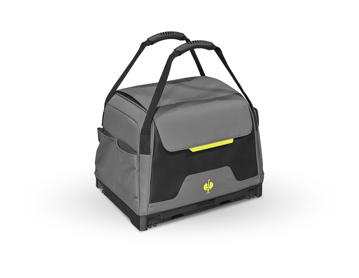 Système STRAUSSbox: Poche à outils STRAUSSbox fermée + gris basalte/jaune acide