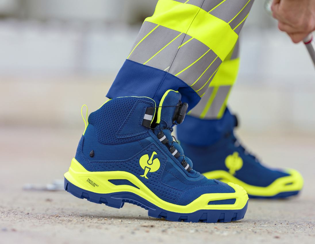 Chaussures: S3 Chaussures hautes de sécurité e.s.Kastra II mid + bleu royal/jaune fluo