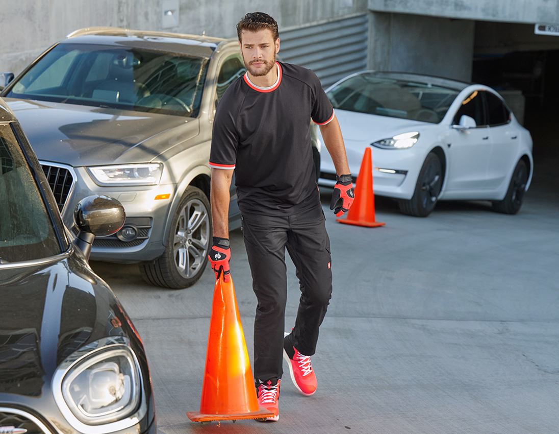 Hauts: T-shirt fonctionnel e.s.ambition + noir/rouge fluo 1