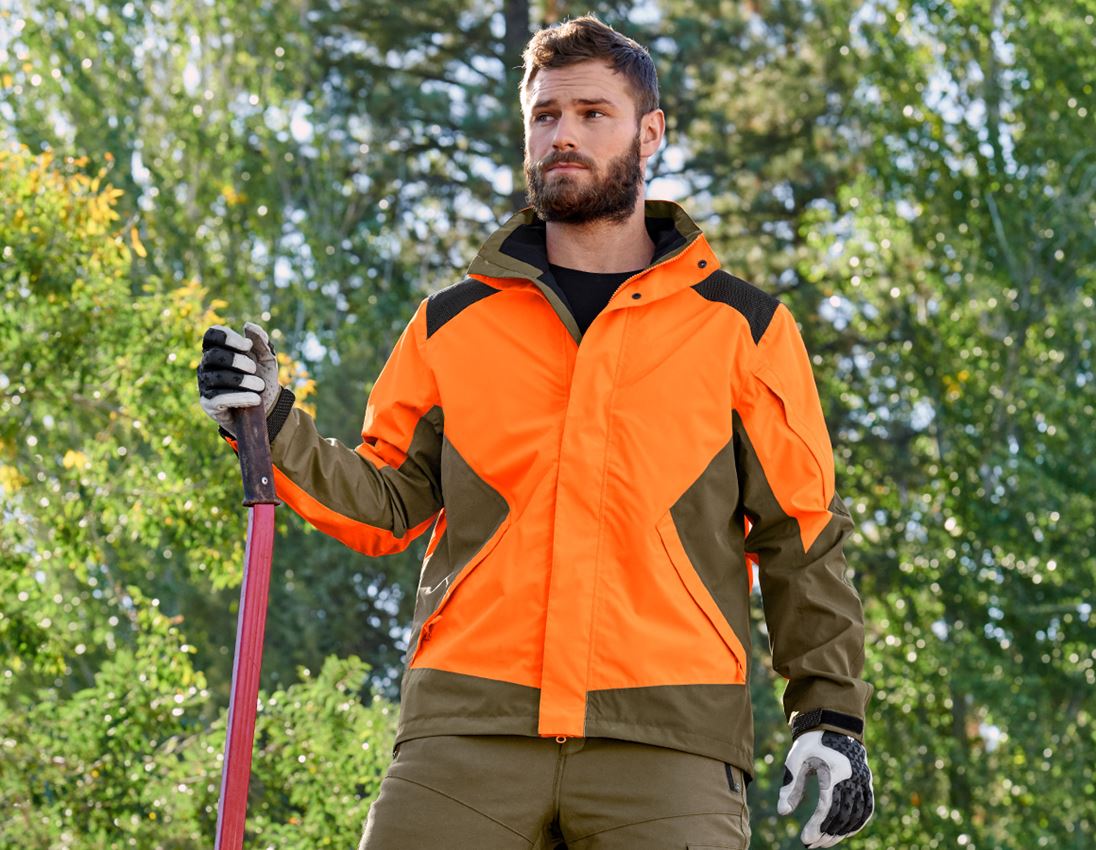 Gardening / Forestry / Farming: e.s. Forestry rain jacket + high-vis orange/mudgreen