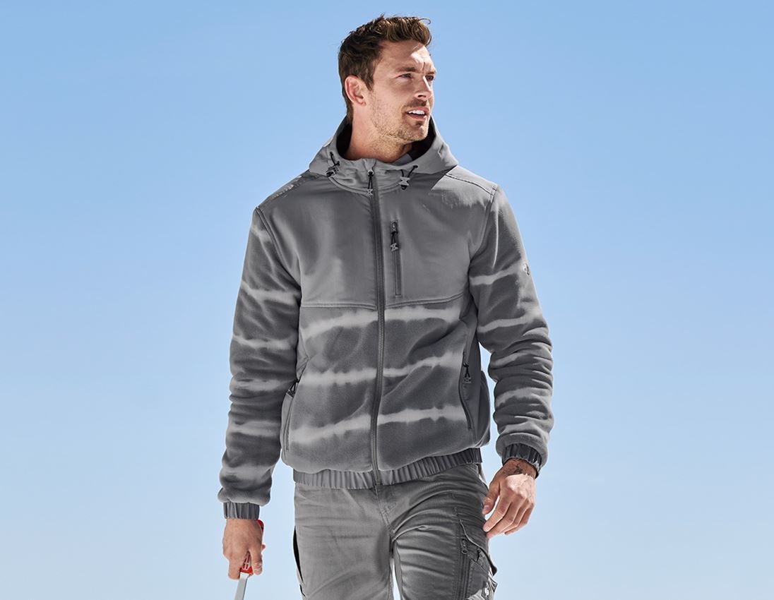 Topics: Hybrid fleece hoody jacket tie-dye e.s.motion ten + granite/opalgrey