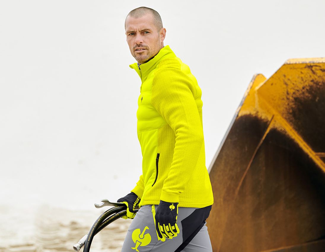 Vestes de travail: Veste en tricot hybride e.s.trail + jaune acide/noir 1