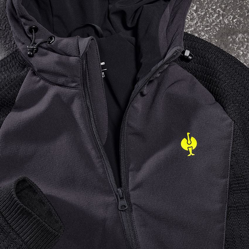 Vêtements: Veste en tricot à capuche hybride e.s.trail,femmes + noir/jaune acide 2