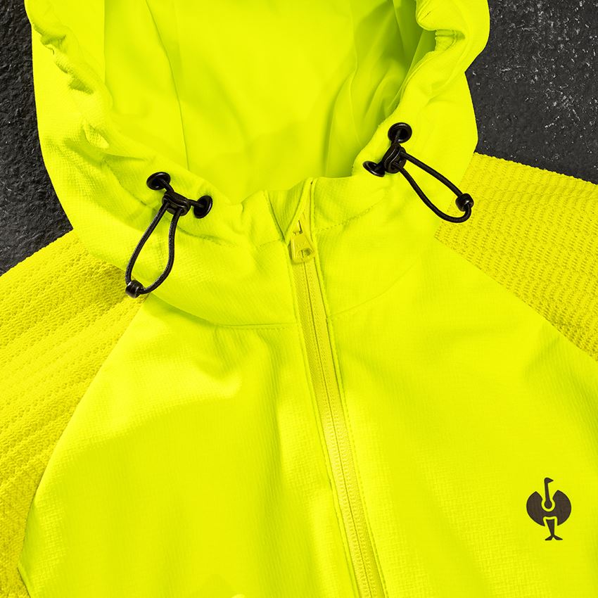 Vestes de travail: Veste en tricot à capuche hybride e.s.trail,femmes + jaune acide/noir 2