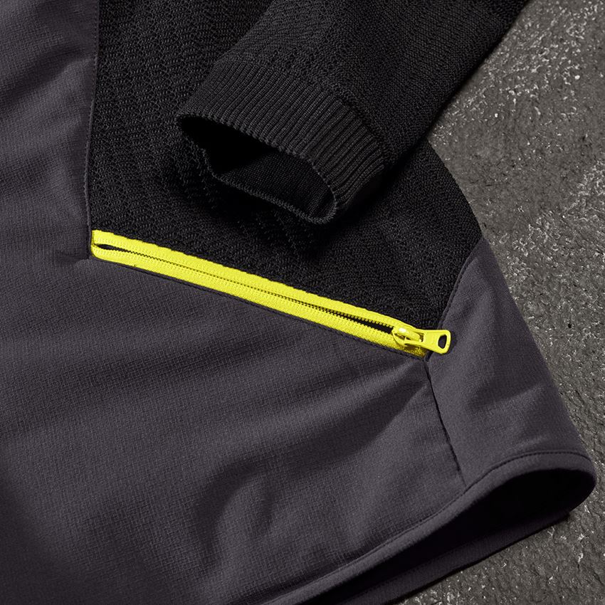 Vestes de travail: Veste en tricot à capuche hybride e.s.trail + noir/jaune acide 2