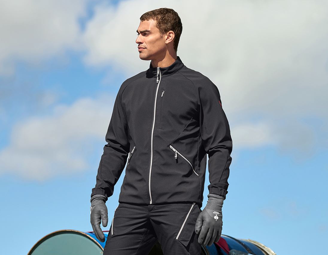 Work Jackets: Softshell jacket e.s.ambition + black/platinum