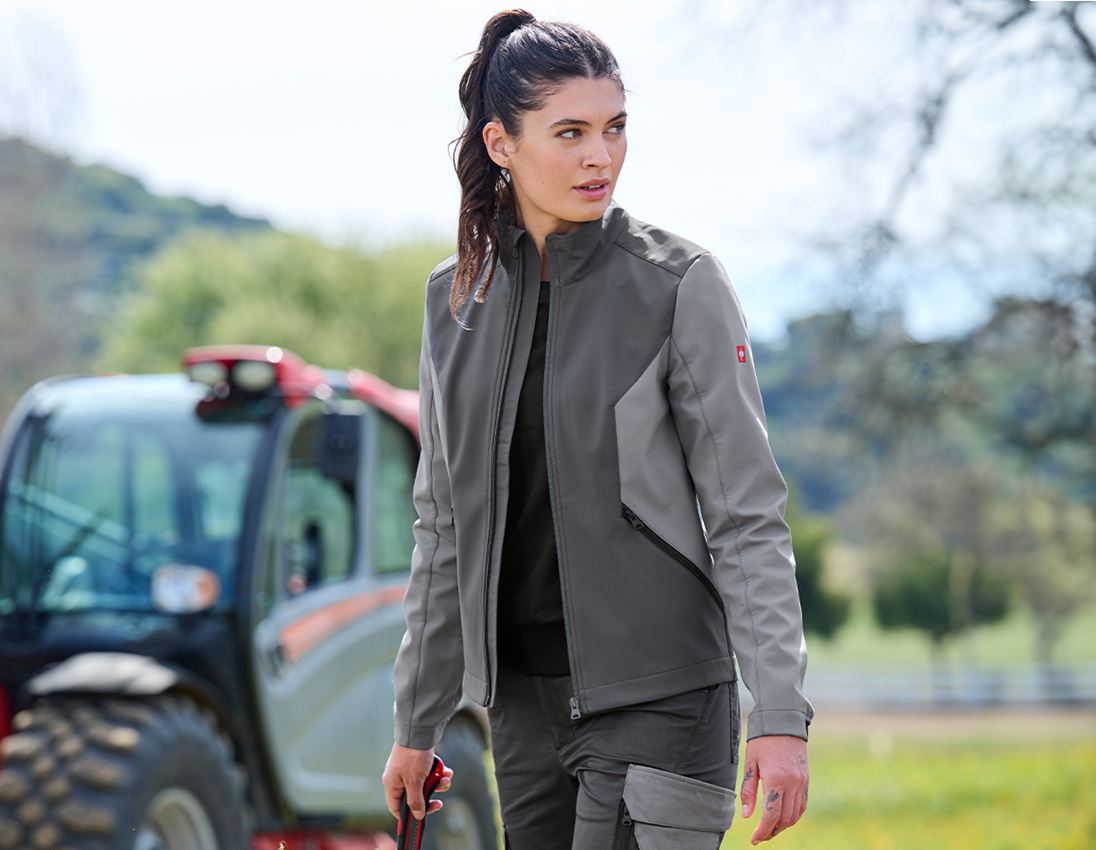 Vestes de travail: Veste Softshell e.s.trail pure, femmes + gris carbone/gris basalte 1