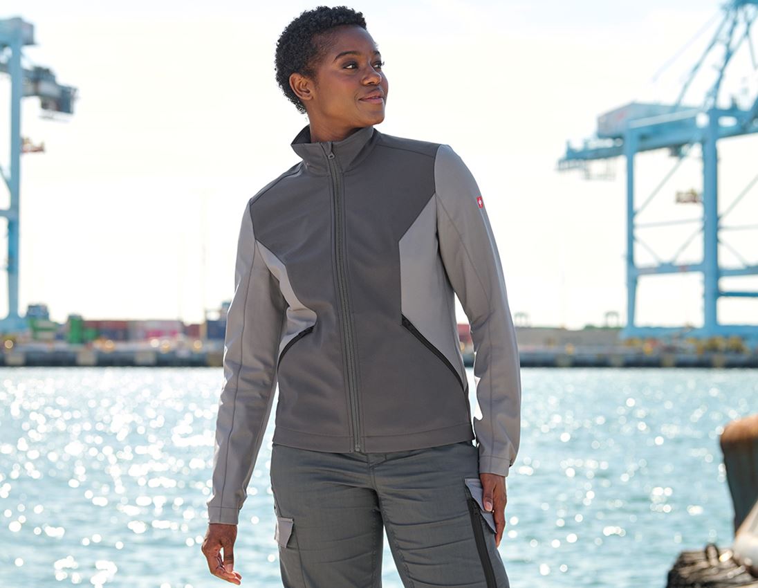 Work Jackets: Softshell jacket e.s.trail pure, ladies' + carbongrey/basaltgrey 5