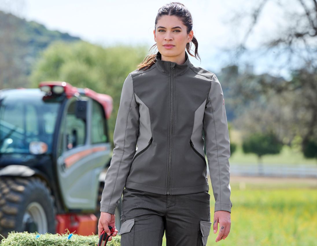 Work Jackets: Softshell jacket e.s.trail pure, ladies' + carbongrey/basaltgrey