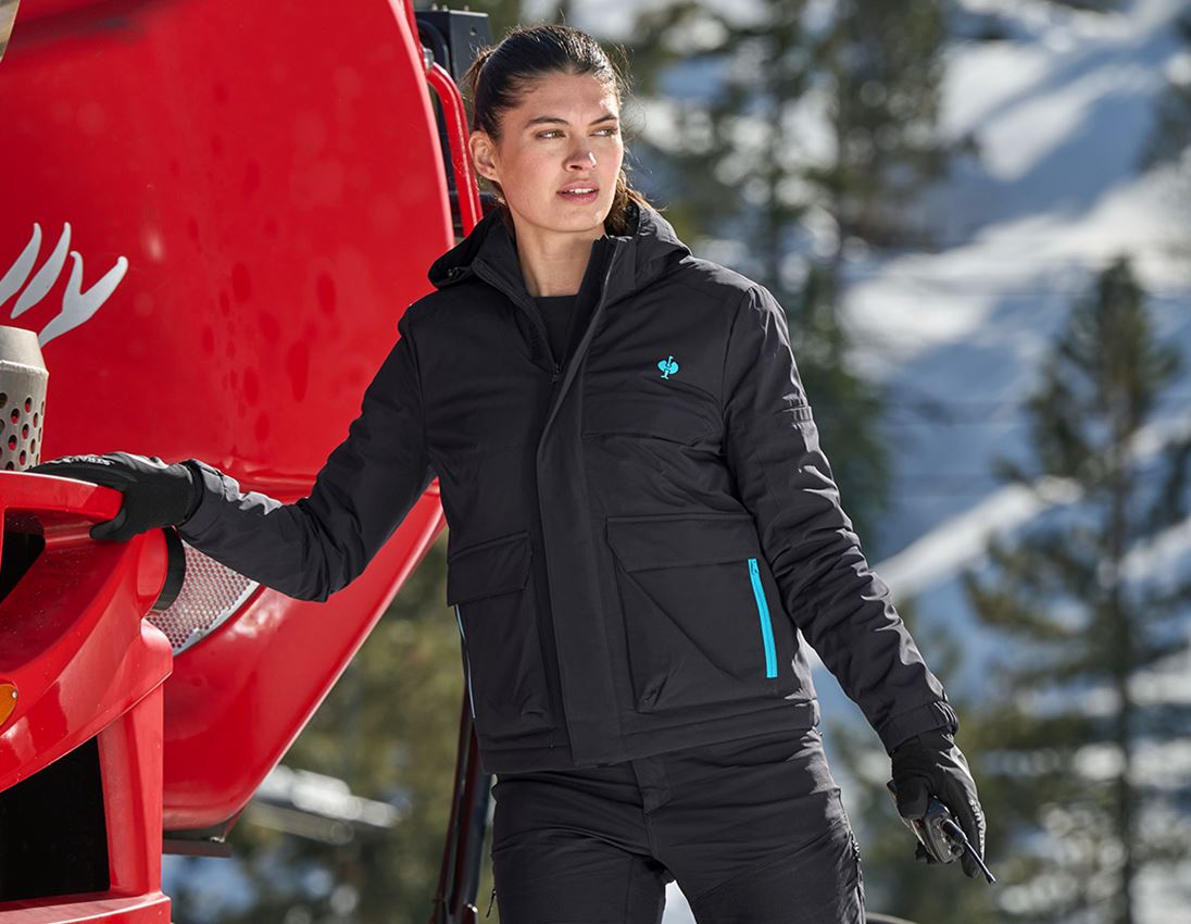 Vestes de travail: Veste d'hiver e.s.trail, femmes + noir/lapis turquoise