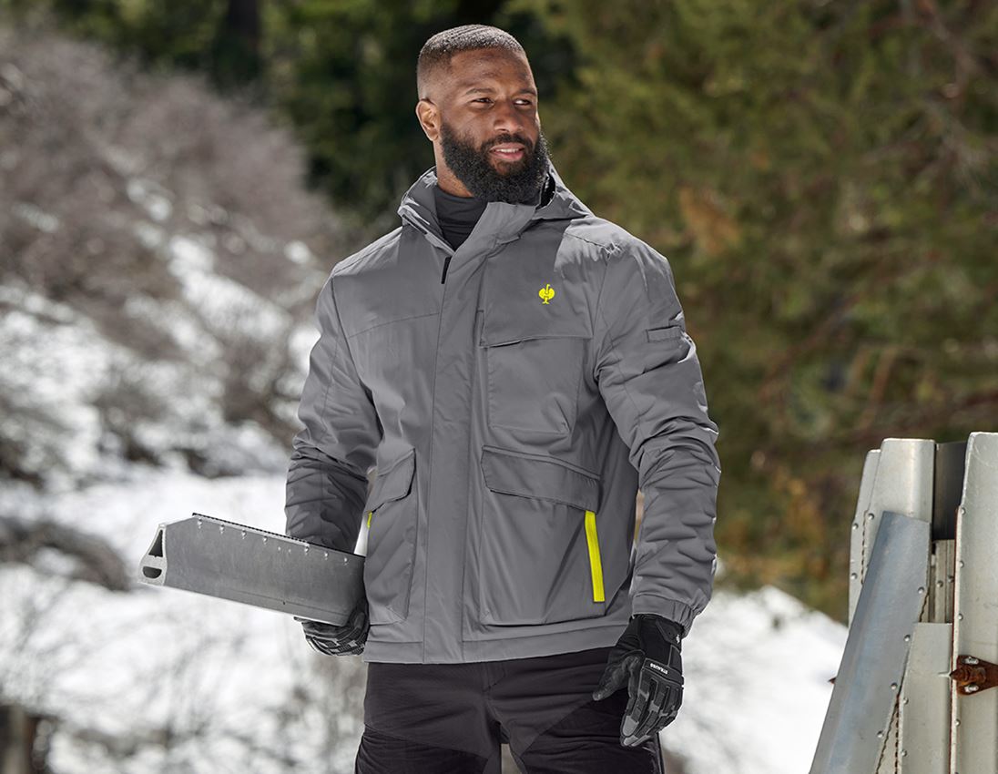 Vestes de travail: Veste d'hiver e.s.trail + gris basalte/jaune acide