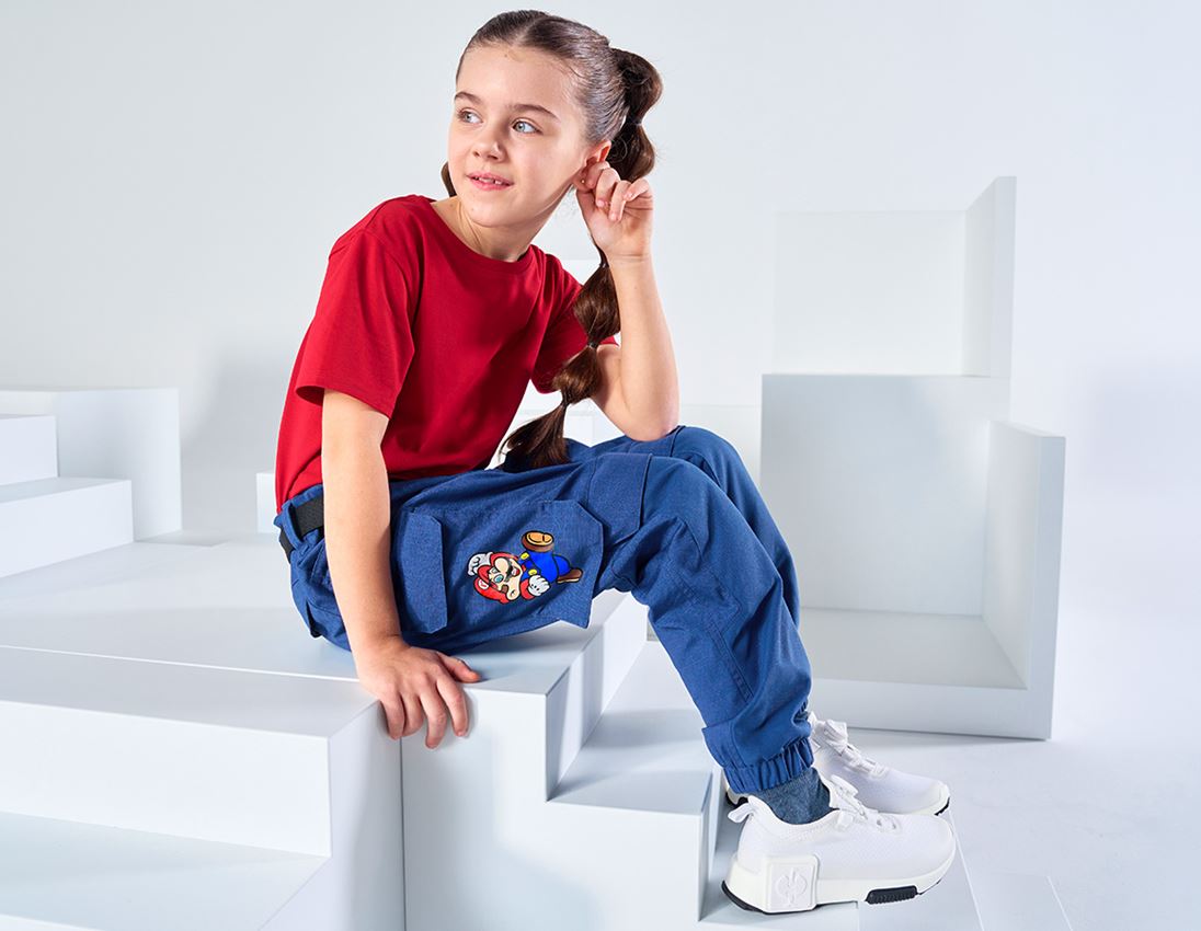 Collaborations: Super Mario Pantalon Cargo, enfants + bleu alcalin 2