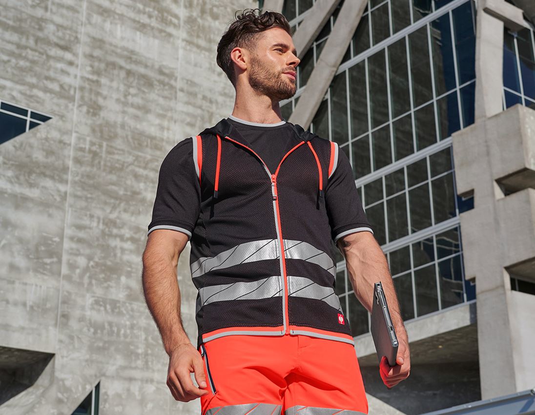 Work Body Warmer: Reflex functional bodywarmer e.s.ambition + black/high-vis red 1