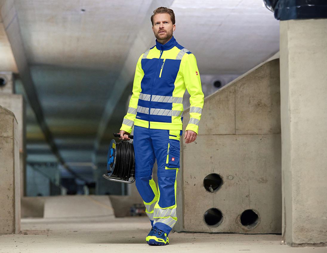 Clothing: High-vis softshell jacket e.s.motion 24/7 + royal/high-vis yellow 3