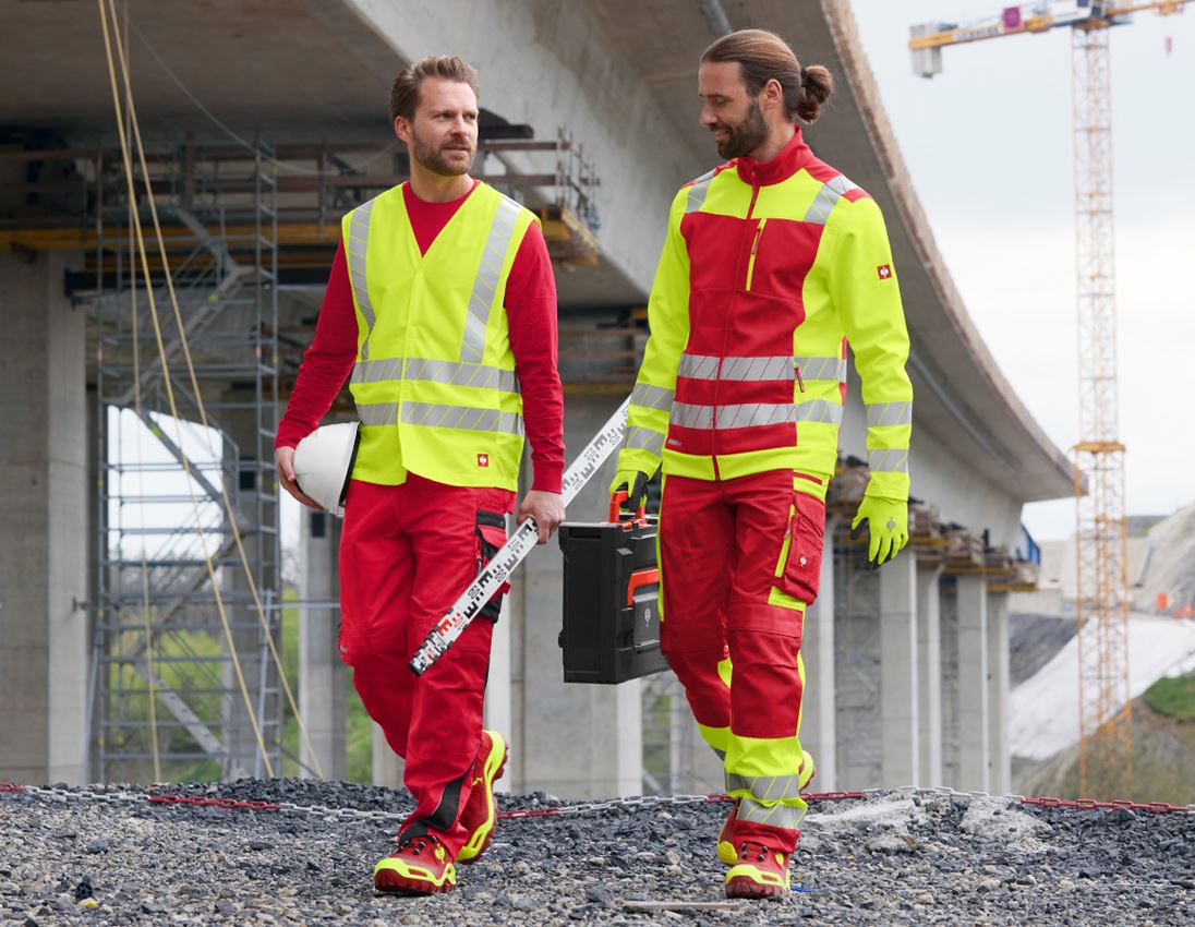 Work Jackets: High-vis softshell jacket e.s.motion 24/7 + red/high-vis yellow 3