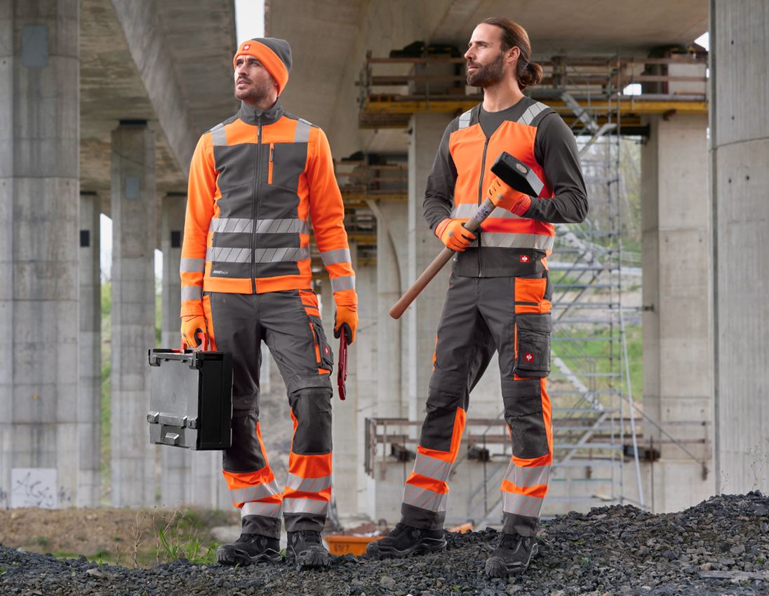 Vestes de travail: Veste softshell de signalisation e.s.motion 24/7 + anthracite/orange fluo 6