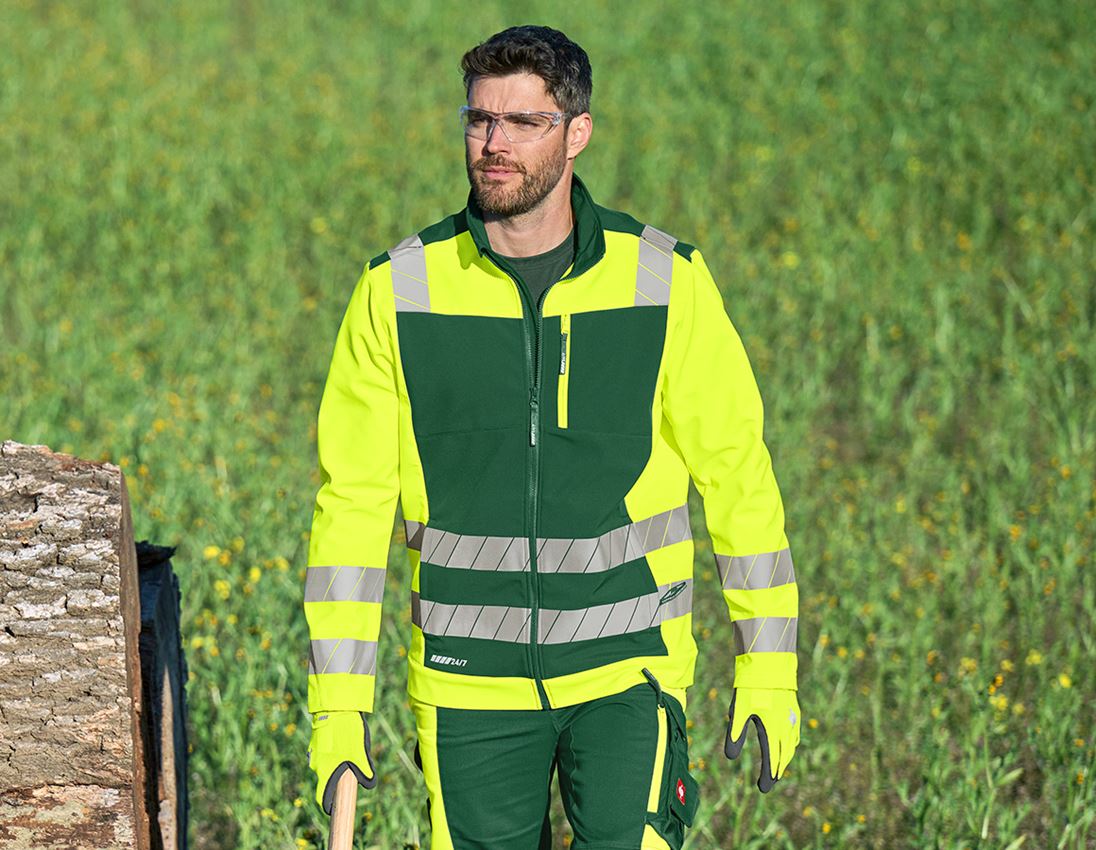 Thèmes: Veste softshell de signalisation e.s.motion 24/7 + vert/jaune fluo