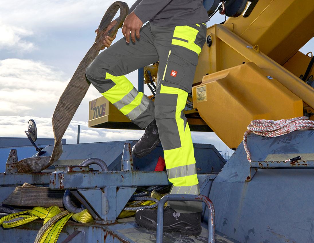 Pantalons de travail: Pantalon à taille élast. signal. e.s.motion 24/7 + anthracite/jaune fluo 3