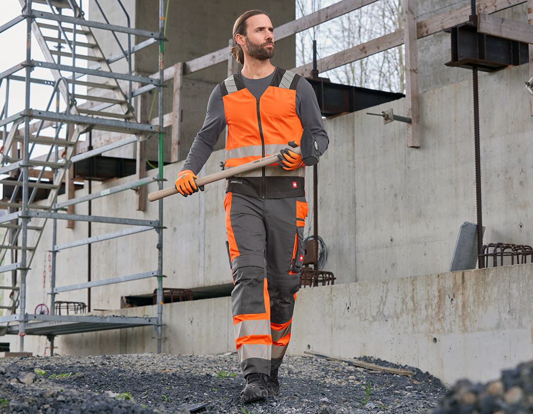 Pantalons de travail: Pantalon à taille élast. signal. e.s.motion 24/7 + anthracite/orange fluo 1