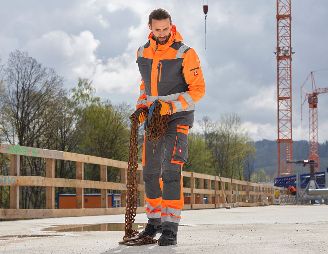 Work Trousers: High-vis trousers e.s.motion 24/7 + anthracite/high-vis orange 3