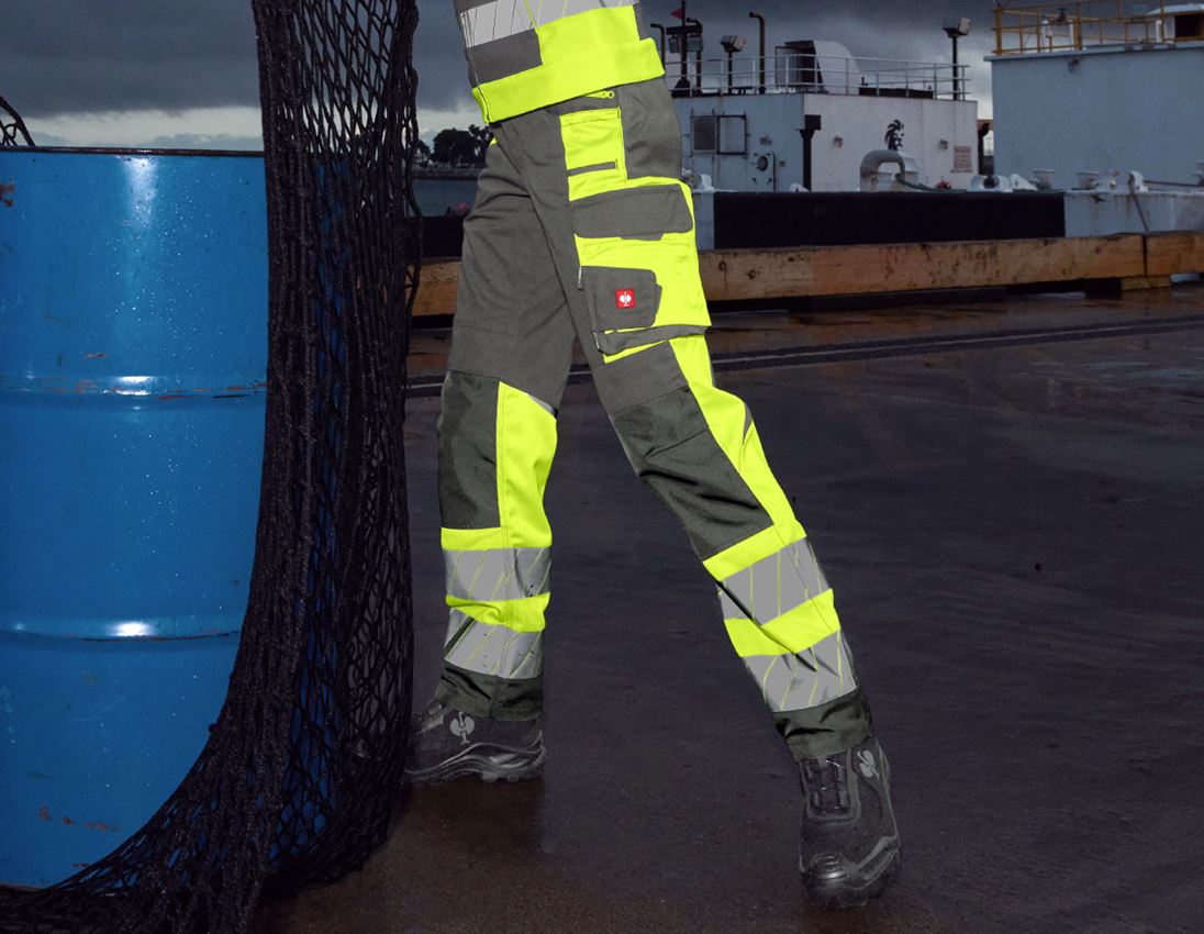 Work Trousers: High-vis trousers e.s.motion 24/7, ladies’ + anthracite/high-vis yellow 2