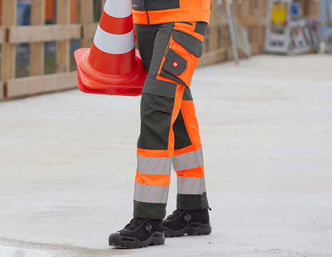 Topics: High-vis trousers e.s.motion 24/7, ladies’ + anthracite/high-vis orange