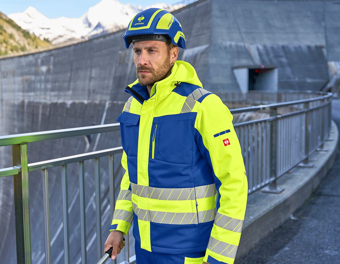 Vêtements: Veste softshell de signal. d'hiver e.s.motion 24/7 + bleu royal/jaune fluo