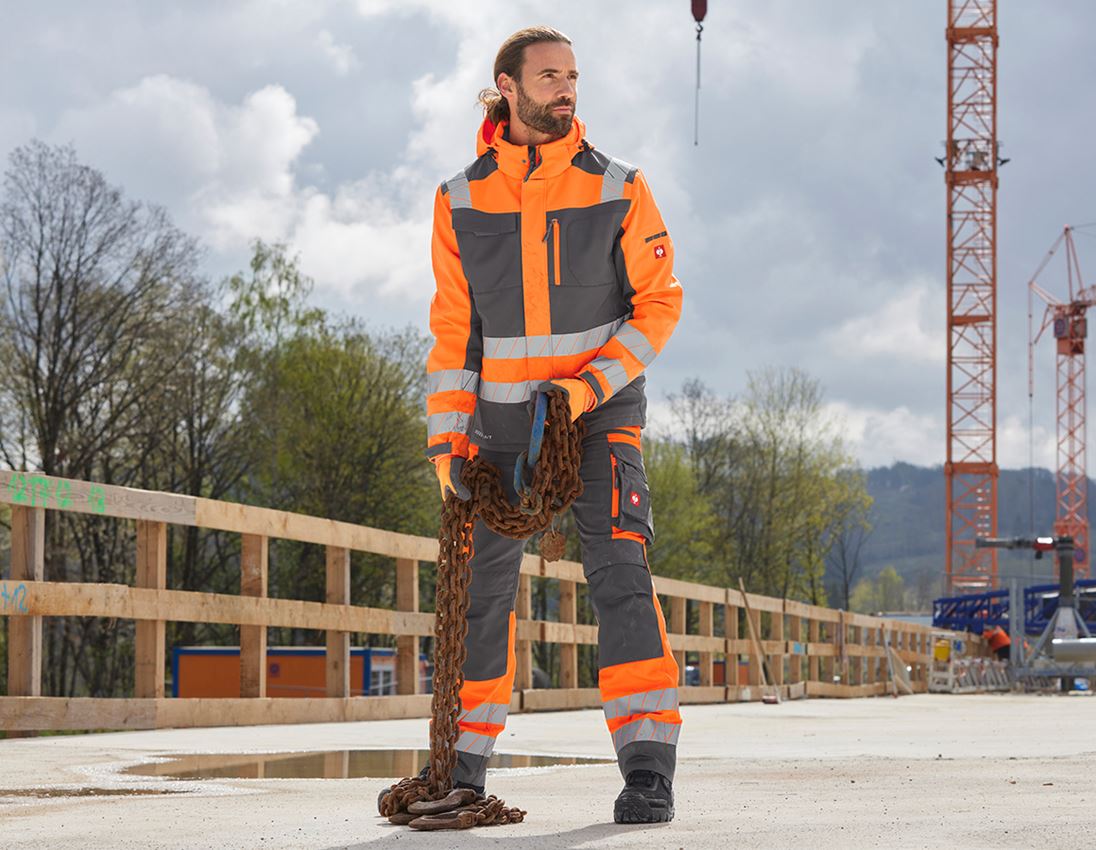 Work Jackets: High-vis winter softshell jacket e.s.motion 24/7 + anthracite/high-vis orange 3