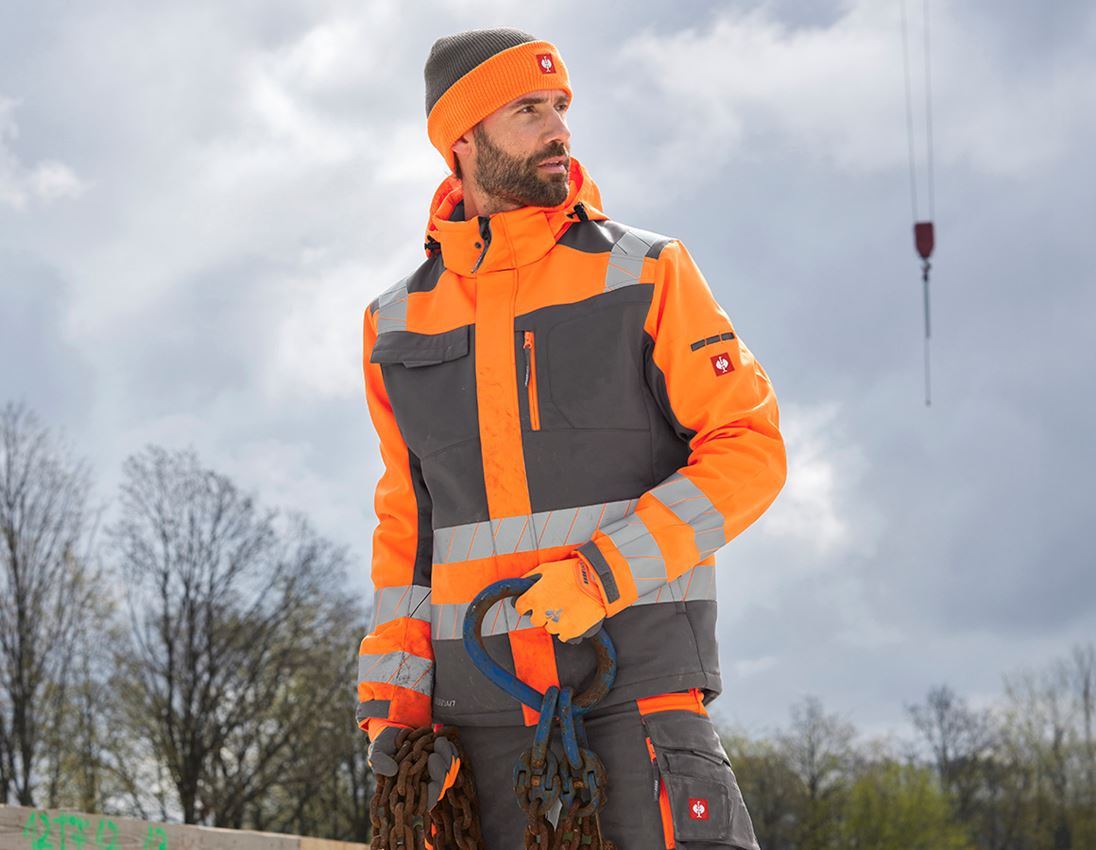 Clothing: High-vis winter softshell jacket e.s.motion 24/7 + anthracite/high-vis orange 2