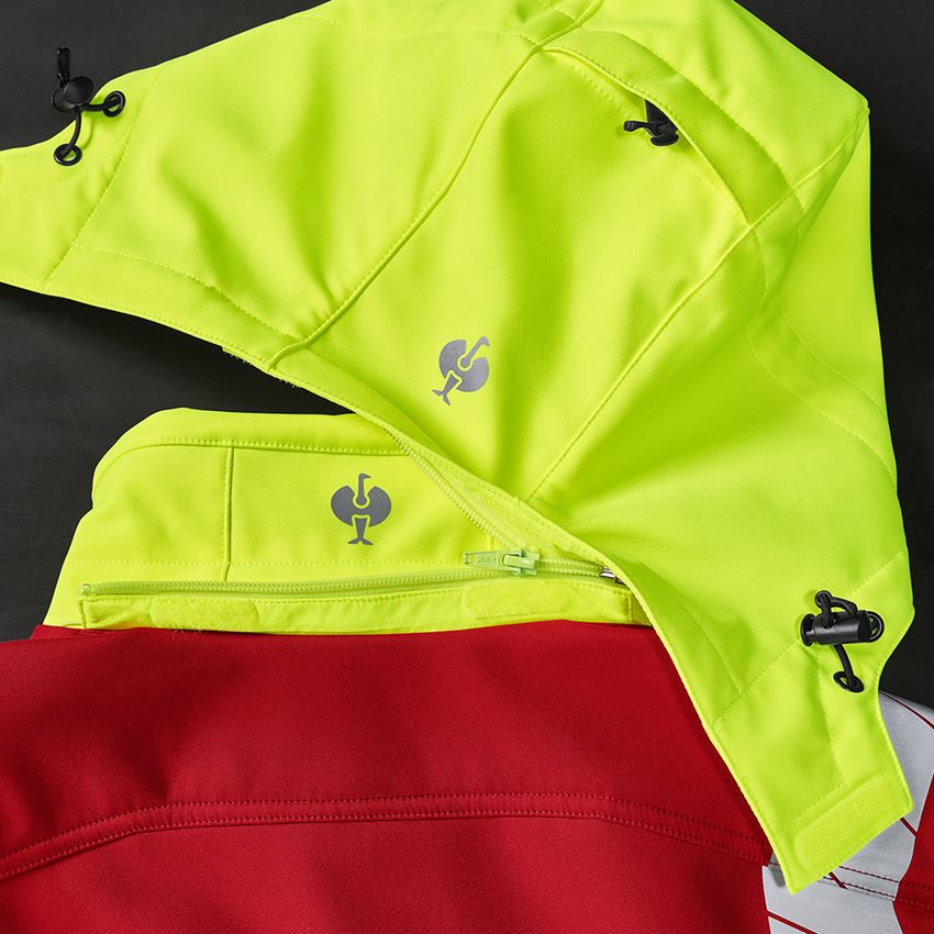 Vestes de travail: Veste softshell de signal. d'hiver e.s.motion 24/7 + rouge/jaune fluo 2