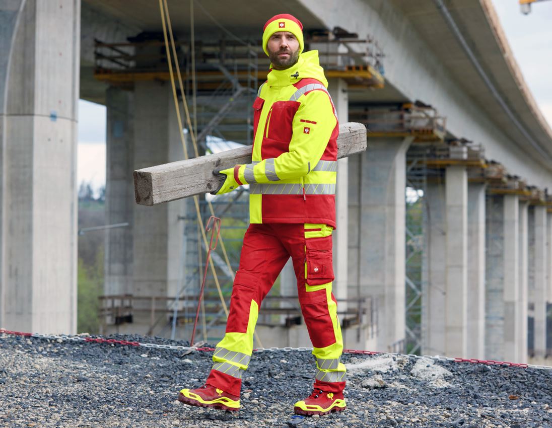 Work Jackets: High-vis winter softshell jacket e.s.motion 24/7 + red/high-vis yellow 3