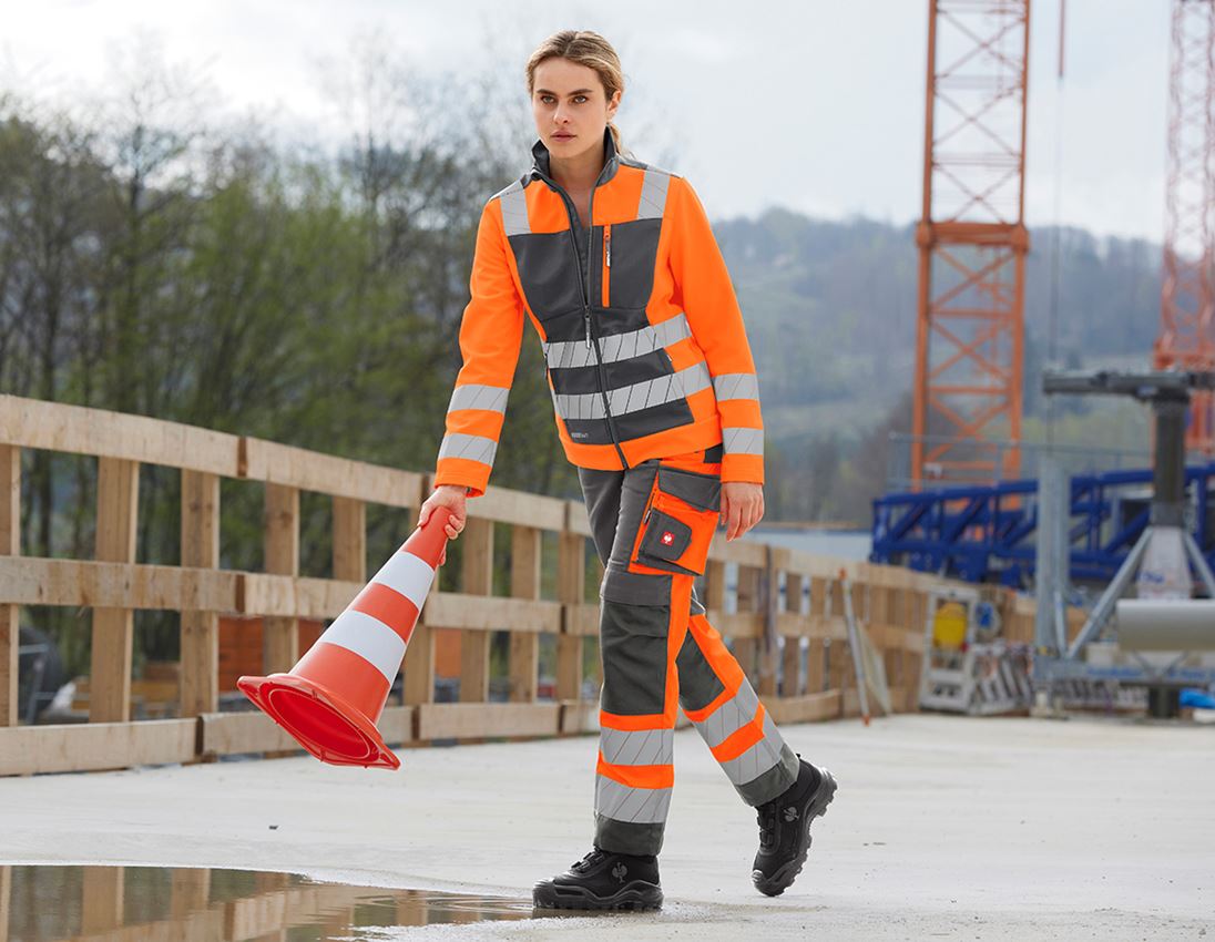 Vestes de travail: Veste softshell signal. e.s.motion 24/7, femmes + anthracite/orange fluo 2