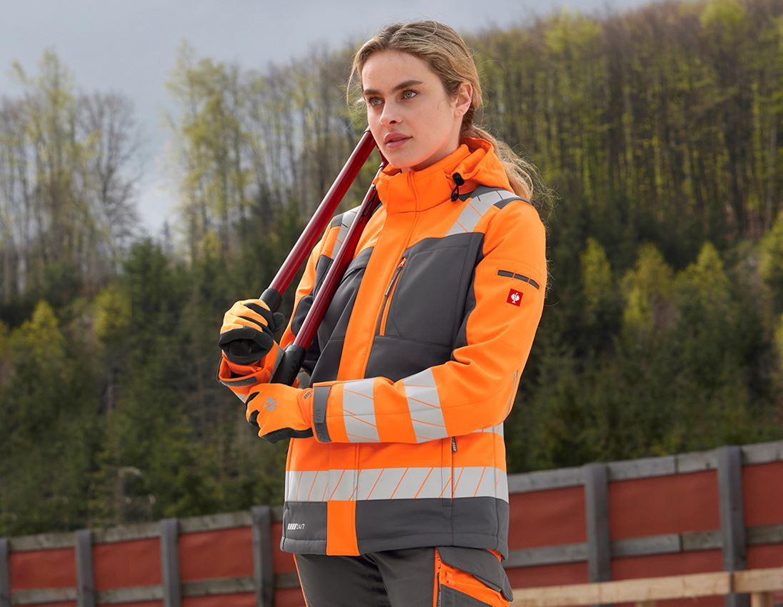 Vestes de travail: Veste soft.de signal.d'hiver e.s.motion 24/7,fem. + anthracite/orange fluo 1