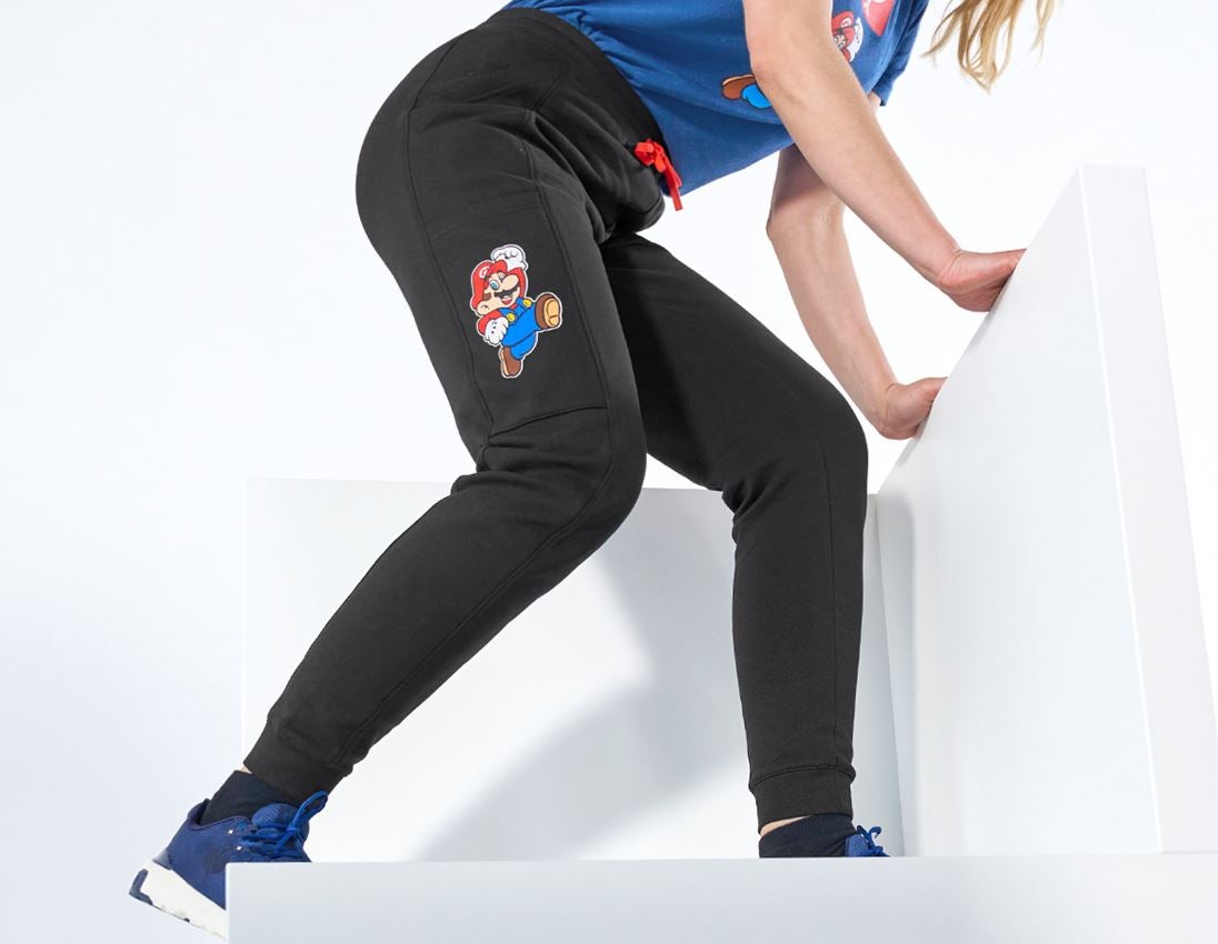 Collaborations: Super Mario Pantalon sweat, femmes + noir