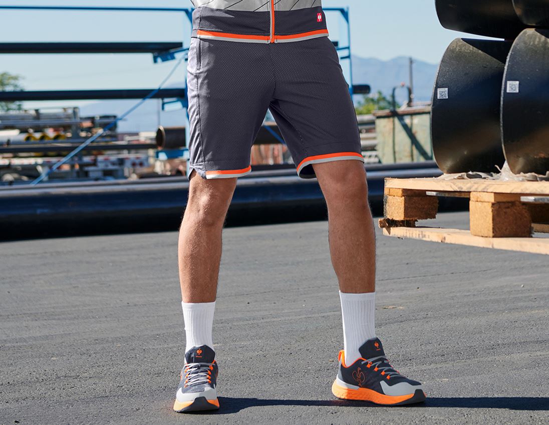 Pantalons de travail: Fonctionnelle short e.s.ambition + bleu foncé/orange fluo 2