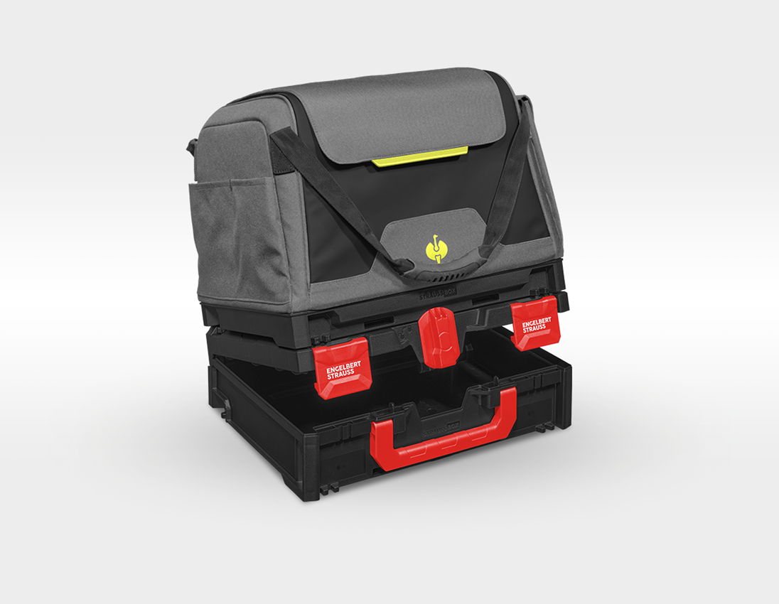 Système STRAUSSbox: Poche à outils STRAUSSbox fermée + gris basalte/jaune acide 2