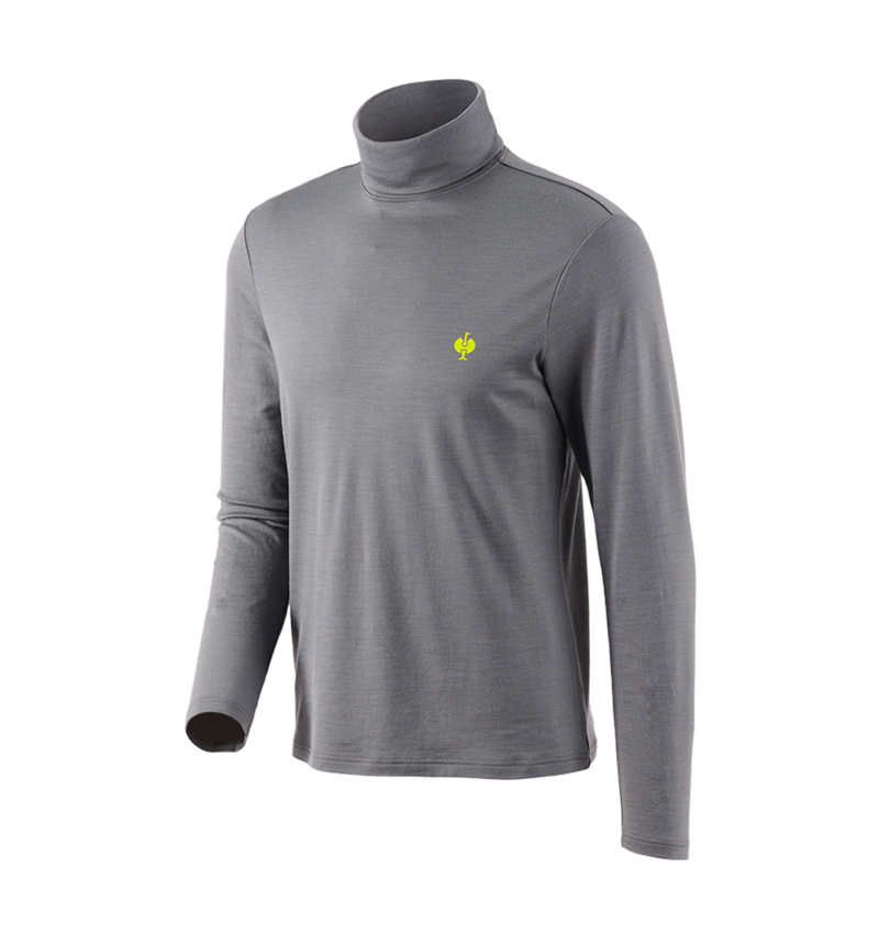 Thèmes: T-shirt à col roulé Merino e.s.trail + gris basalte/jaune acide 2