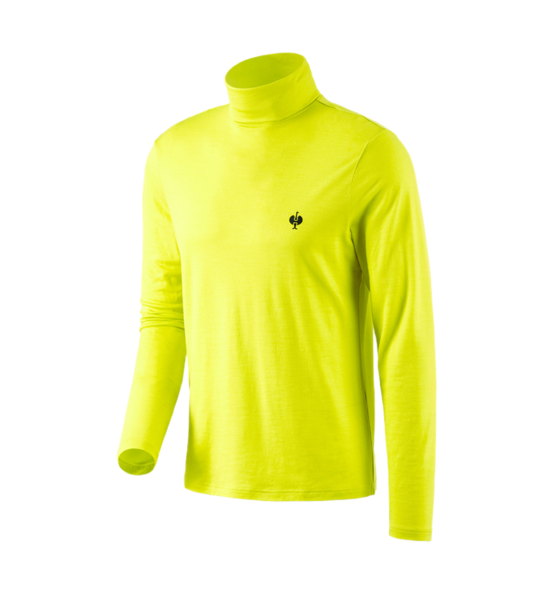 Hauts: T-shirt à col roulé Merino e.s.trail + jaune acide/noir 3