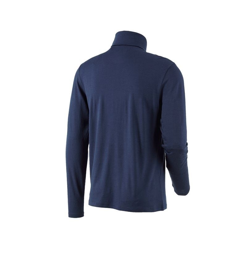 Hauts: T-shirt à col roulé Merino e.s.trail + bleu profond/blanc 3