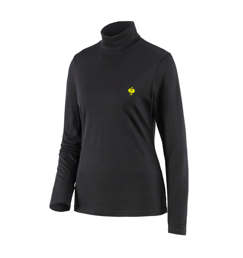 Thèmes: T-shirt à col roulé Merino e.s.trail, femmes + noir/jaune acide 2