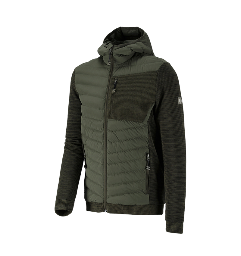 Vestes de travail: Veste en tricot à capuche hybride e.s.motion ten + vert camouflage mélange 1