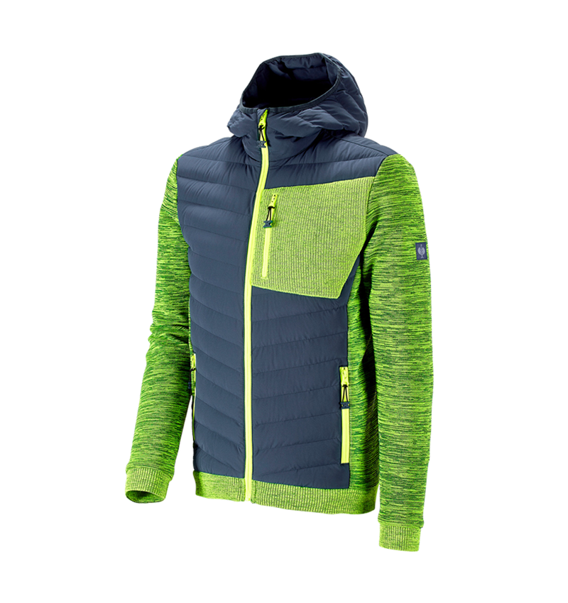 Gardening / Forestry / Farming: Hybrid hooded knitted jacket e.s.motion ten + slateblue/high-vis yellow melange 2