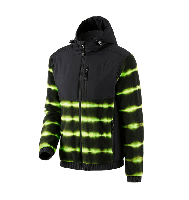 Topics: Hybrid fleece hoody jacket tie-dye e.s.motion ten + black/high-vis yellow 2