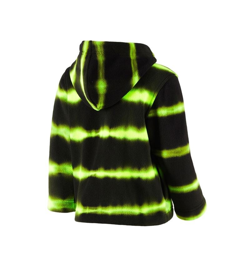 Work Jackets: Fleece hoody jacket tie-dye e.s.motion ten, child. + black/high-vis yellow 3