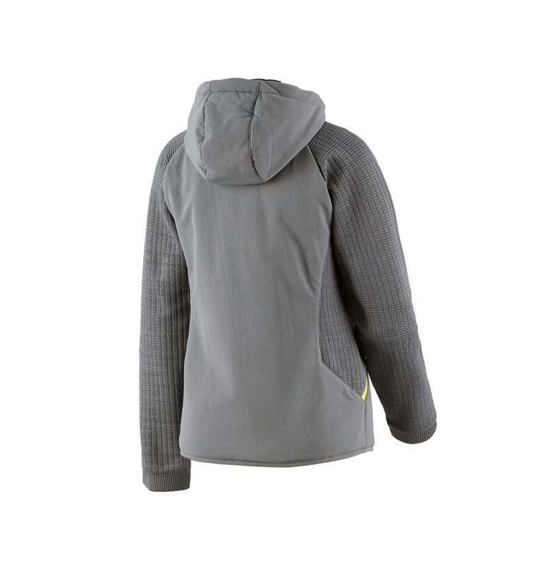Vêtements: Veste en tricot à capuche hybride e.s.trail,femmes + gris basalte/jaune acide 3